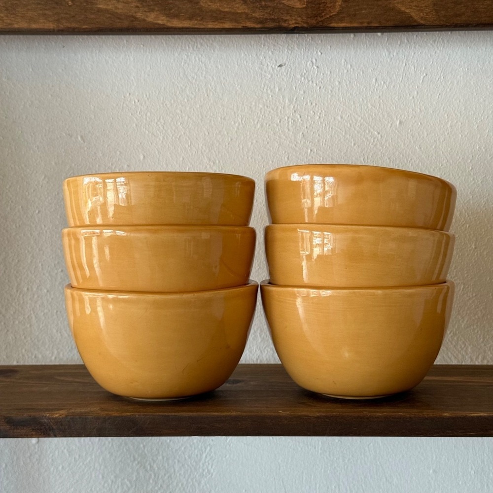Vintage Pottery Barn Sausalito Amber Cereal Bowl Set 6pc Mexico